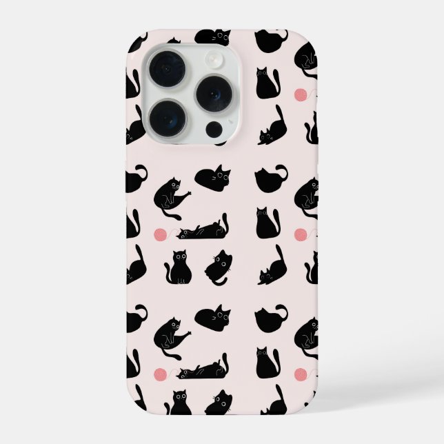 Black Cats Pattern iPhone Case (Back)