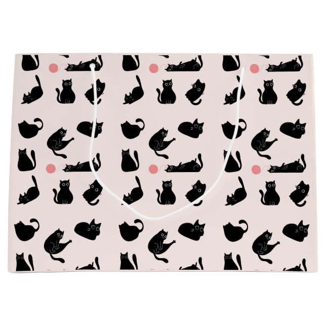 Black Cats Pattern Large Gift Bag (Front)