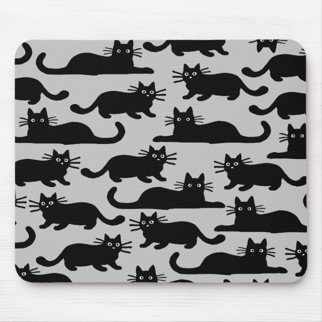 Black Cats Pattern Mouse Mat (Front)