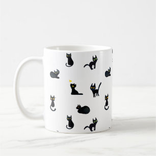 Black cats pattern mug