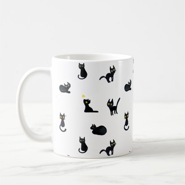 Black cats pattern mug (Left)