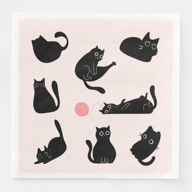 Black Cats Pattern Napkin (Front)