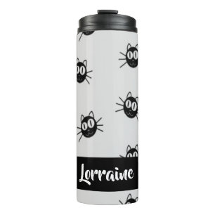 Black cats pattern thermal tumbler
