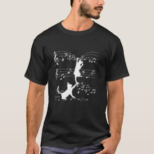 Black Cats Playing With Music Note Cat Lover Desig T-Shirt