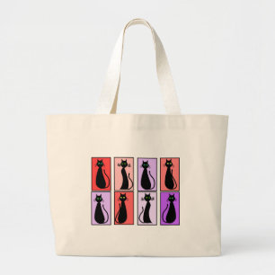 Black Cats Pop Art Gifts Large Tote Bag