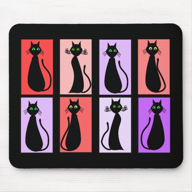 Black Cats Pop Art Gifts Mouse Mat (Front)
