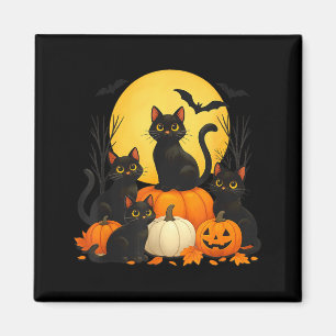 Black Cats Pumpkin Halloween Costume Men Women Magnet