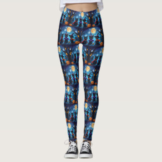 Black Cats Pumpkin Halloween Funny Leggings