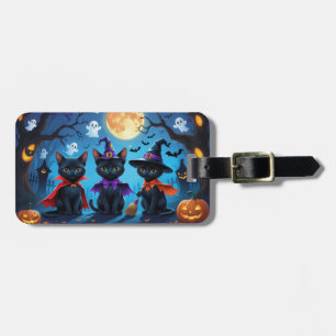 Black Cats Pumpkin Halloween Funny Luggage Tag