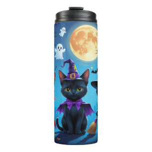 Black Cats Pumpkin Halloween Funny Thermal Tumbler