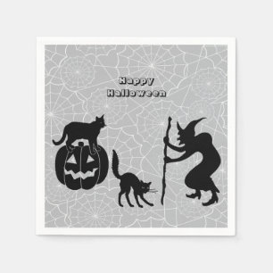 Black Cats Pumpkin Sorcerer Paper Napkin