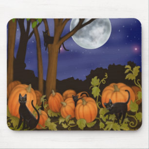 Black Cats & Pumpkins Mousepad