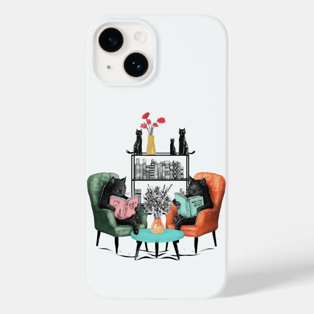black cats reading books Case-Mate iPhone case (Back)