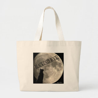 Black cats rock large tote bag