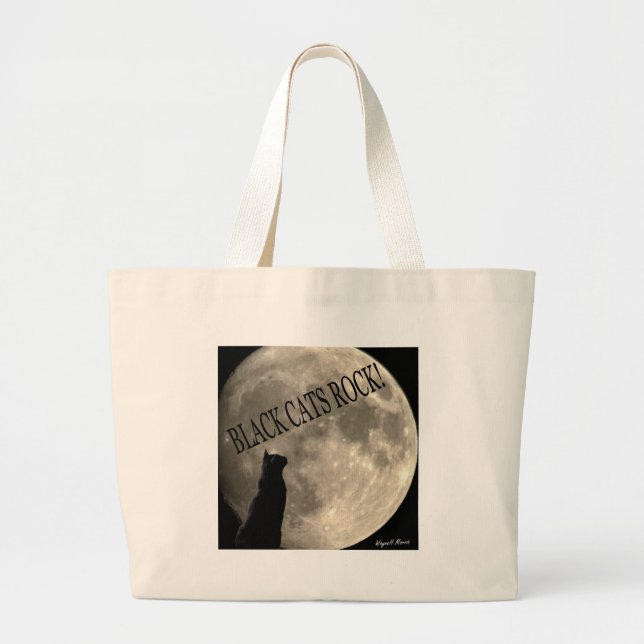 Black cats rock large tote bag (Front)