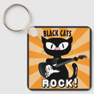 BLACK CATS ROCK! Personalized keychain