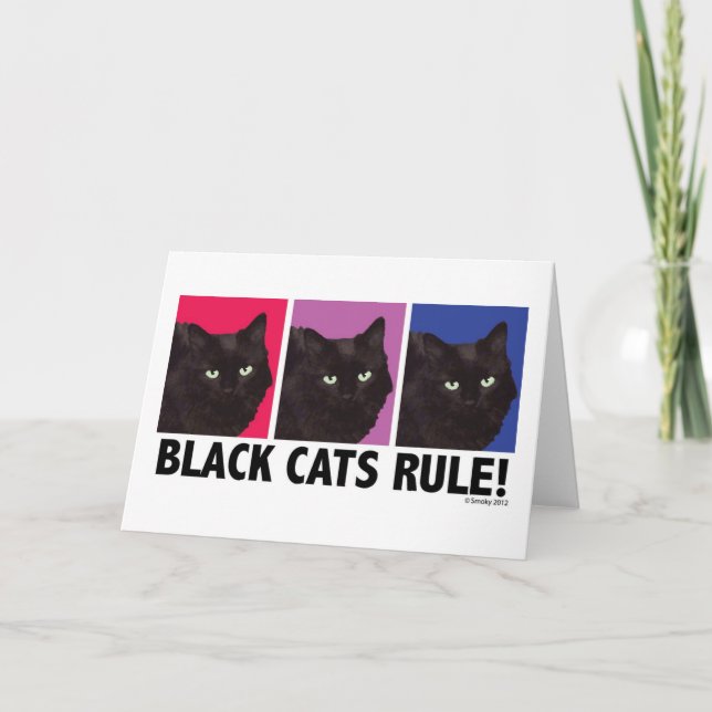 Black Cats RULE! Blank Card (Front)