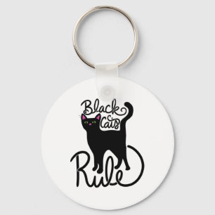 Black Cats Rule Fun Black Cat Mum Cute  Key Ring