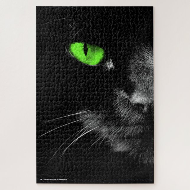 Black Cats Rule - Green Eyes Jigsaw Puzzle (Vertical)