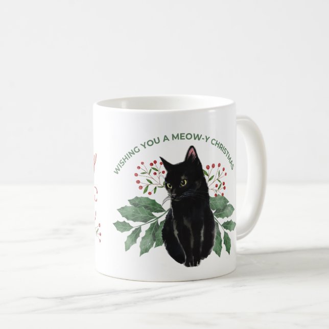 Black Cats Rule! It's a mini-panther Christmas!  Coffee Mug (Front Right)