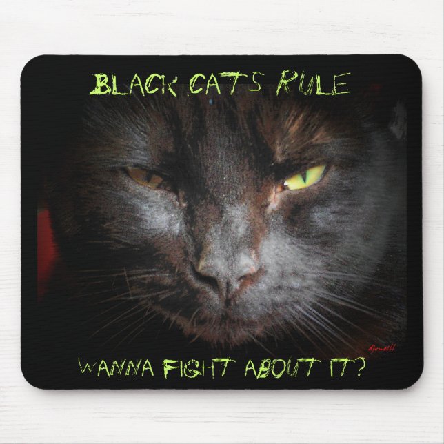 Black cats rule mouse mat (Front)
