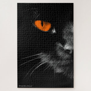Black Cats Rule - Orange Eyes Jigsaw Puzzle