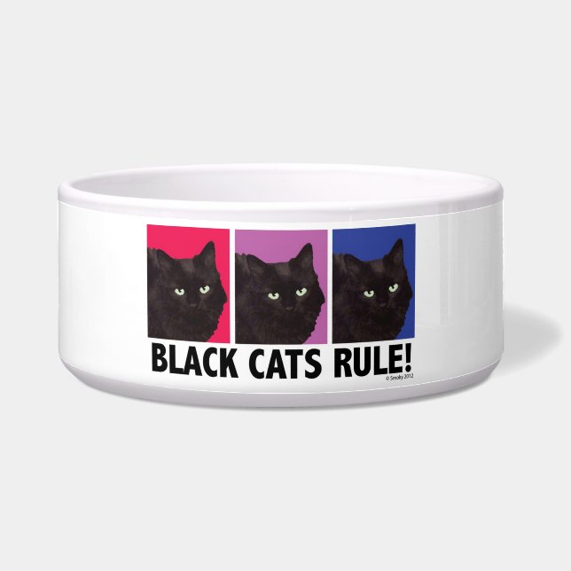 Black Cats RULE! Pet Bowl (Front)