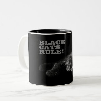 Black Cats Rule - Sleepy Hello Darkness Two-Tone Coffee Mug