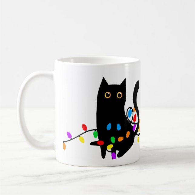 Black Cats Rule! Whiskers & Christmas Cheer! Coffee Mug (Left)