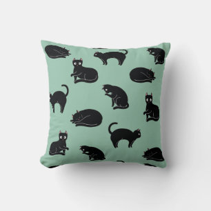Black Cats Seamless Pattern Cushion