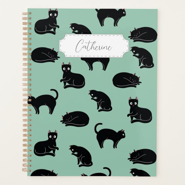 Black Cats Seamless Pattern Planner (Front)