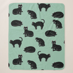 Black Cats Seamless Pattern Sherpa Blanket