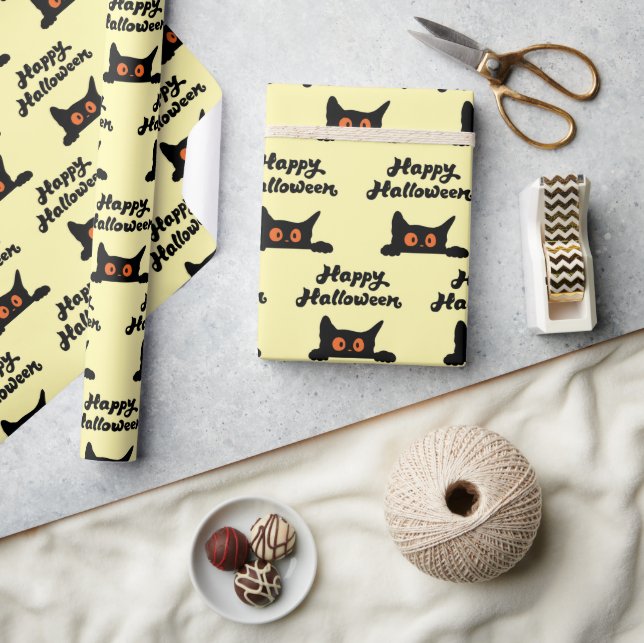 Black Cats Seamless Wrapping Paper for Halloween (Crafts)
