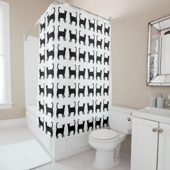Black Cats Shower Curtain (In Situ)