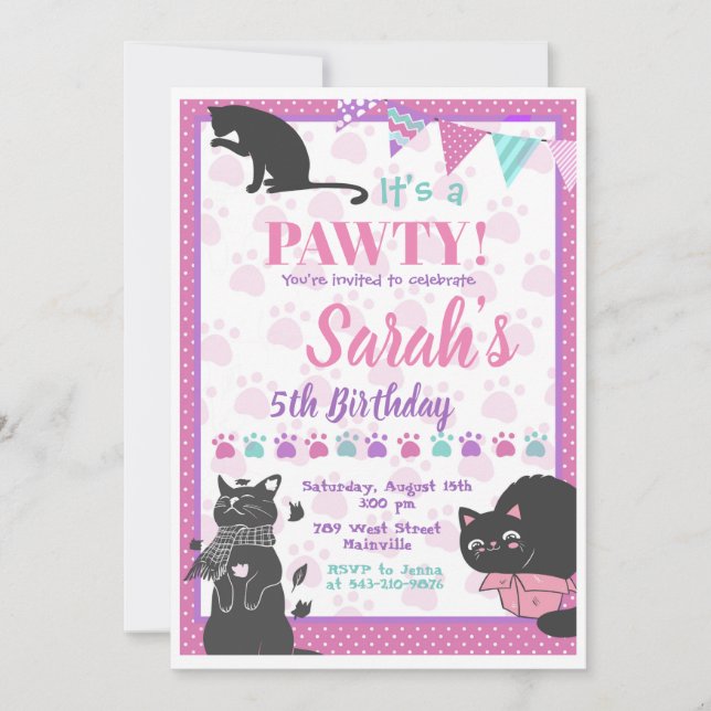 Black Cats Silhouettes Invitation (Front)