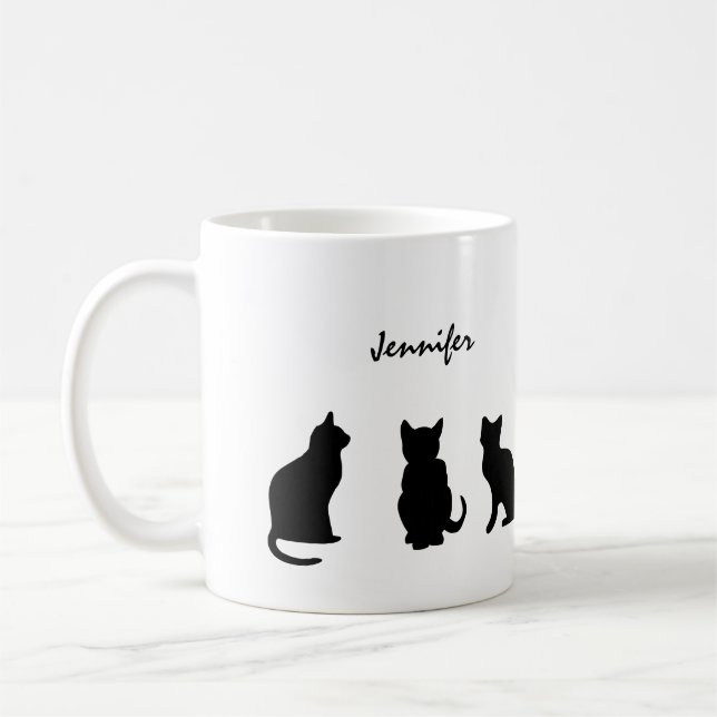 Black cats silhouettes personalised coffee mug (Left)