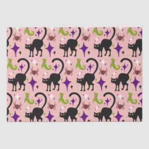 Black Cats Spiders Lime Witch's Boots Halloween Tissue Paper