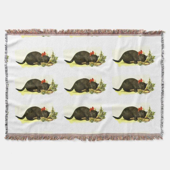 Black cats throw blanket (Front)