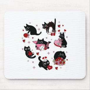 Black Cats Valentine Mouse Mat