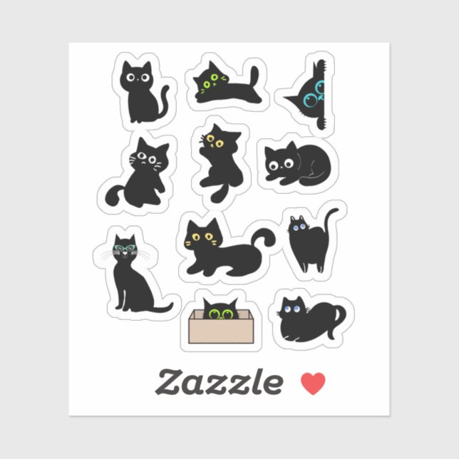  Black Cats Vinyl Sticker Cute  Cat  (Sheet)