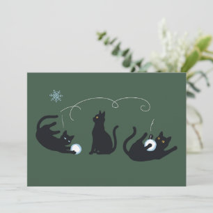 Black Cats Winter Cute Christmas Winter  Holiday Card