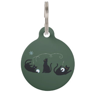 Black Cats Winter Cute Christmas Winter Pet Tag