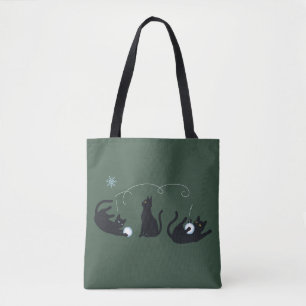 Black Cats Winter Cute Christmas Winter Tote Bag