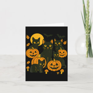 Black Cats With Jack O Lanterns Moon And Bats Card