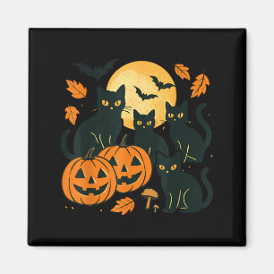 Black Cats With Jack O Lanterns Moon And Bats Magnet