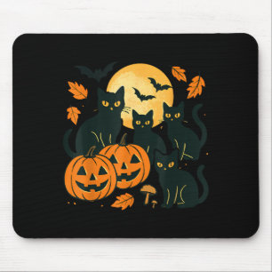 Black Cats With Jack O Lanterns Moon And Bats Mouse Mat