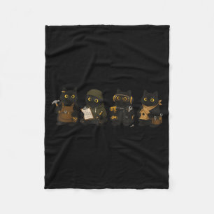 Black Cats Woodworking Carpenter Cat Funny Fleece Blanket