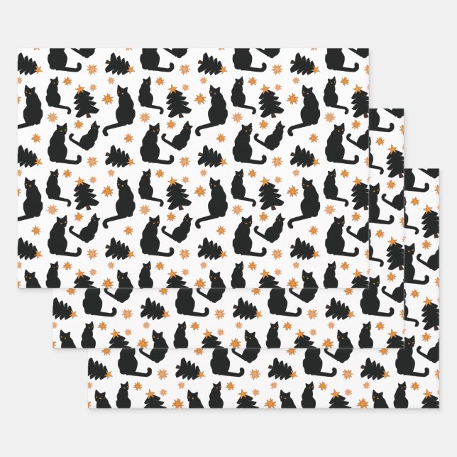 Black Cats Wrapping Paper Sheet (Set)