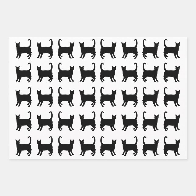 Black Cats Wrapping Paper Sheets (Front)