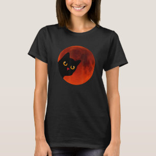 Black Cats Yellow Cat Eyes moon the red Scary T-Shirt